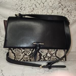 Zara Faux Snakeskin Crescent Plum Shoulder Bag Purse